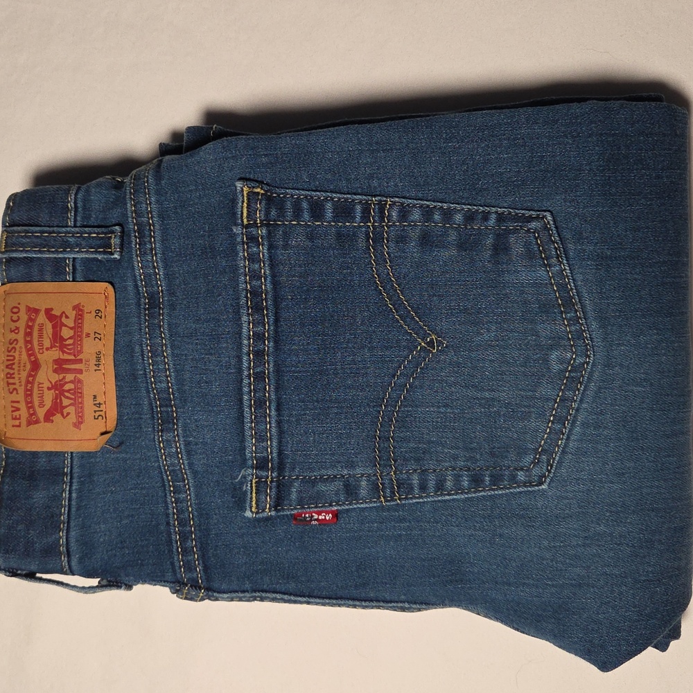 Levi's 514 Slim Boys Blue Jeans Size 14 reg Adjustable Waist 27 Length 29  EC